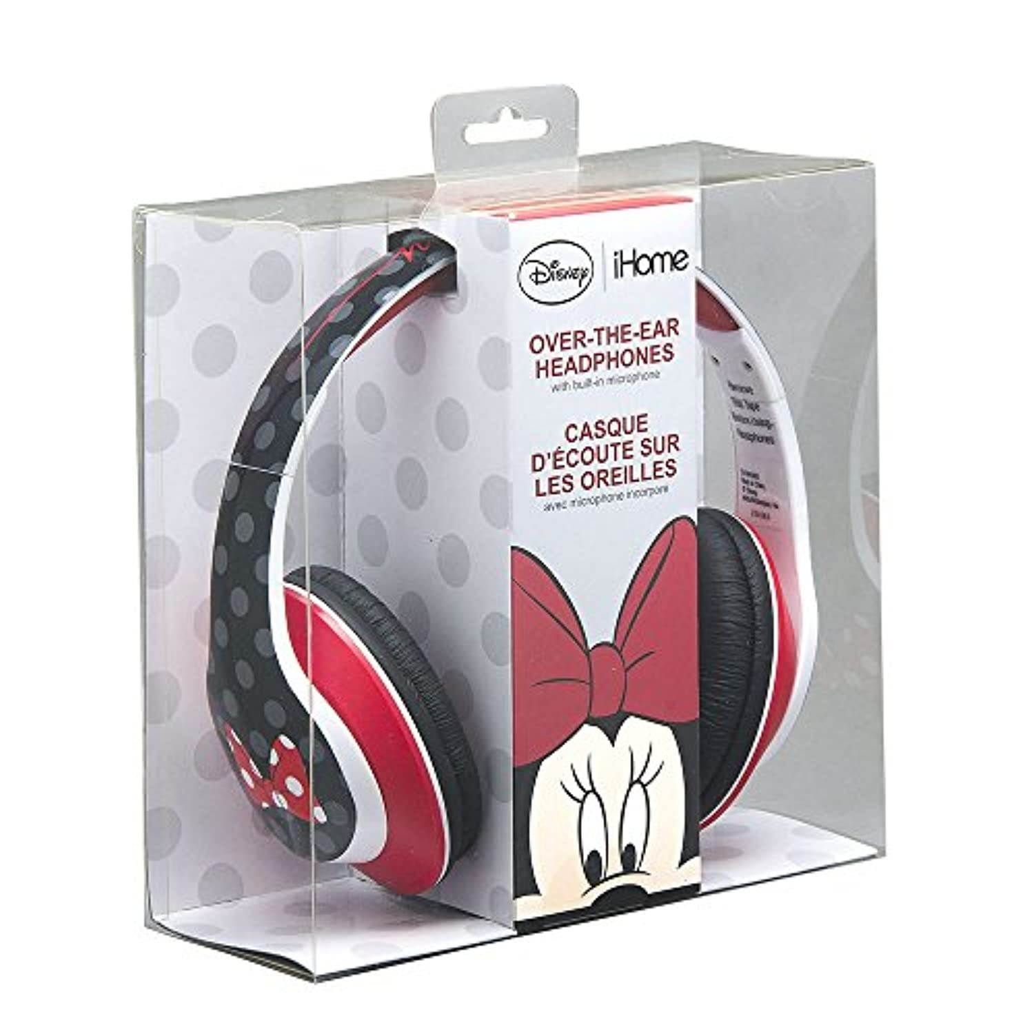 eKids Minnie Mouse Kids Headphones with Microphone,Adjustable Headband,Stereo Sound, 3.5mm Jack,Wired Headphones for Kids,Tangle-Free,Volume Control,Foldable,Headphones on Ear,School Home,T (Di-M40ME)