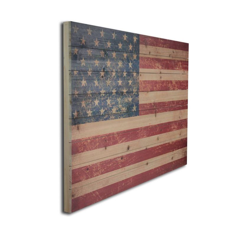 24" x 36" USA Flag Print on Planked Wood Wall Sign Panel - Gallery 57