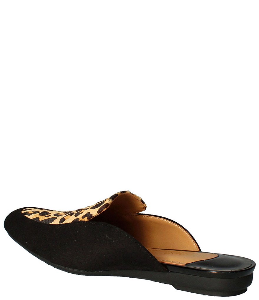 J. Renee Haziza Leopard Print Calf Hair Mules