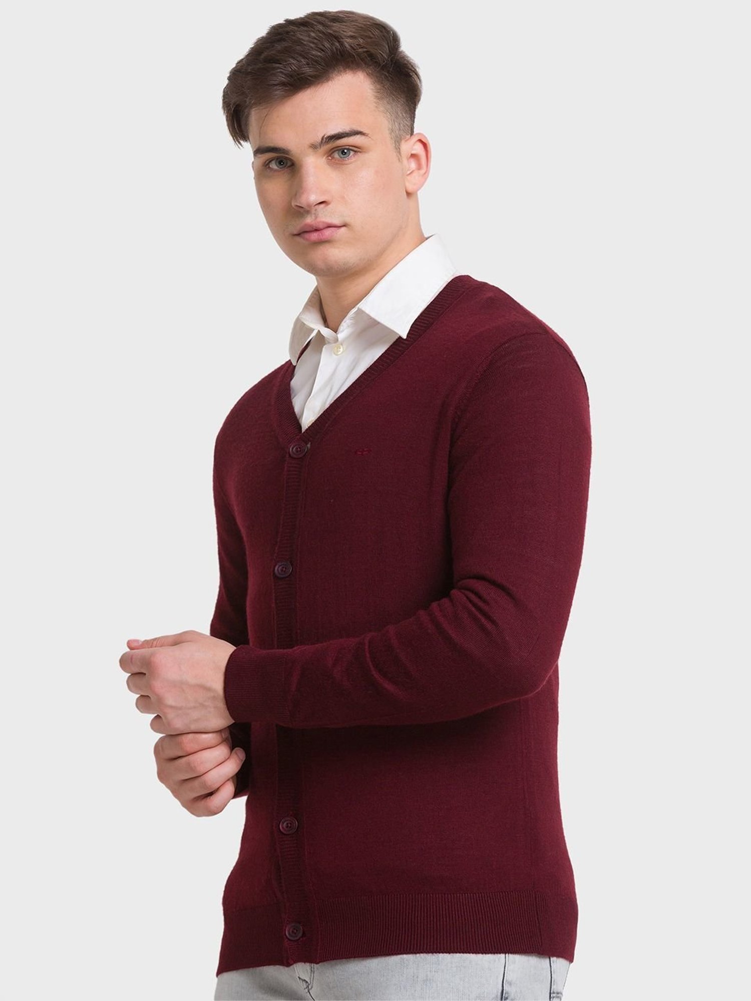 ColorPlus Red Tailored Fit Cardigan