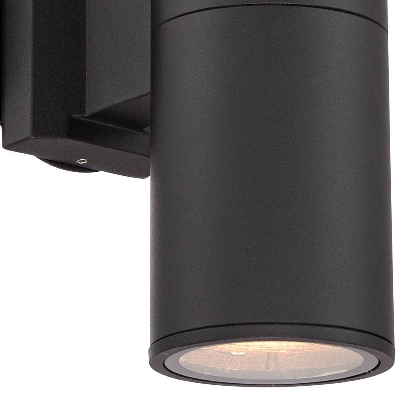 Possini Euro Design Modern Outdoor Wall Light Fixture Black 11 3/4" Cylinder Up Down Exterior House Porch Patio