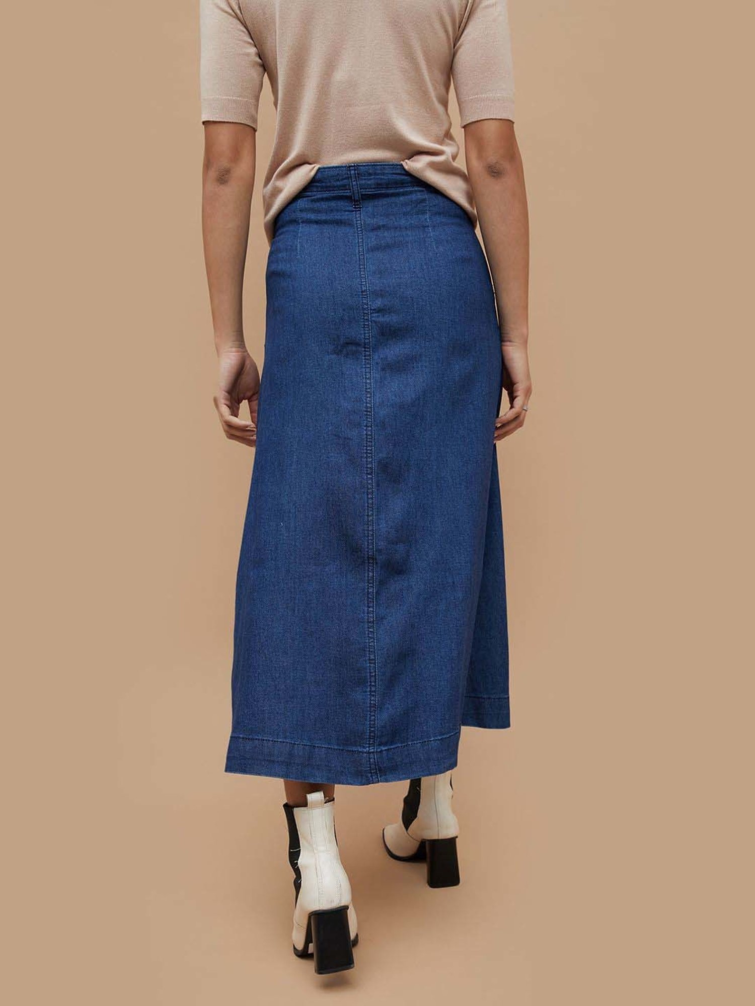 Code by Lifestyle Blue Cotton A-Line Skirt