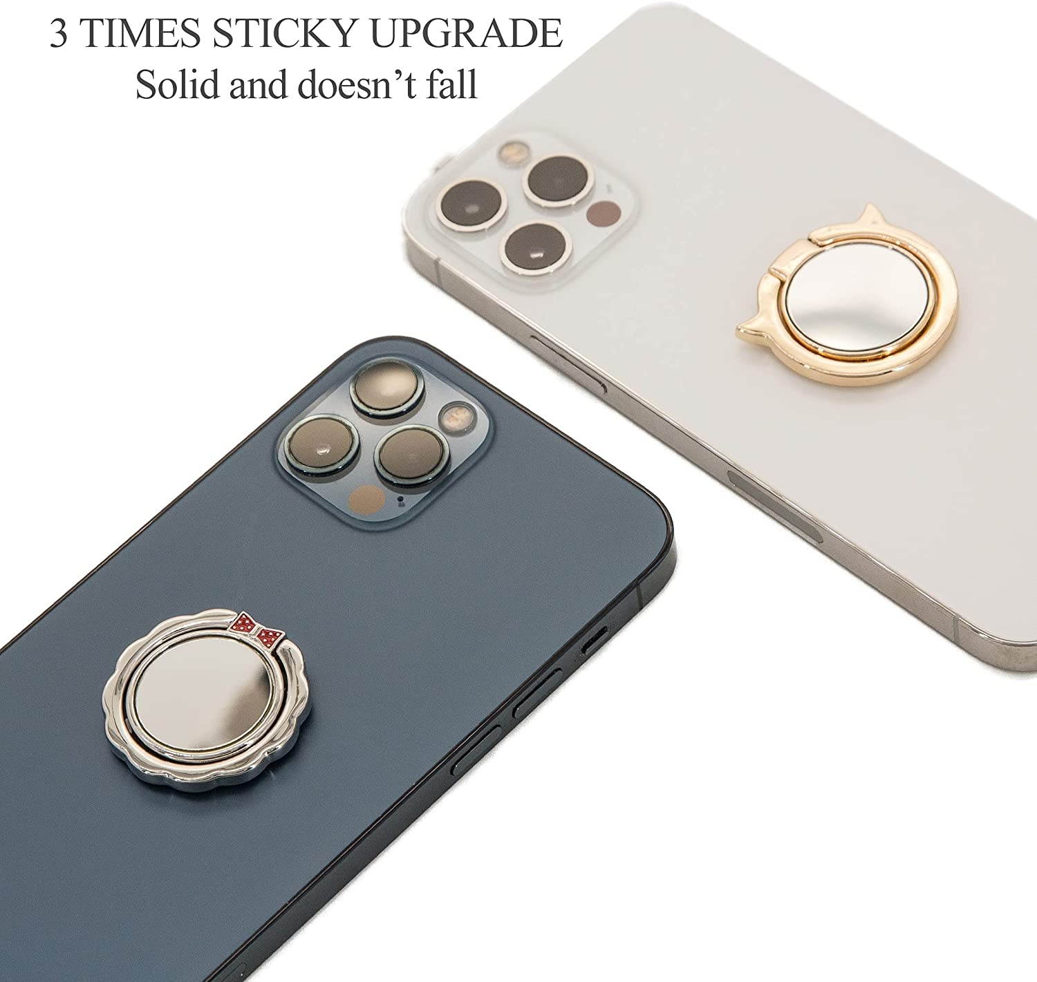 Phone Finger Ring Stands 360 Degree Rotation Mirror Metal Ring Phone Ring for Magnetic Car Mount Compatible,Compatible with iPhone, Android & Other Smartphones (Demon Sliver)