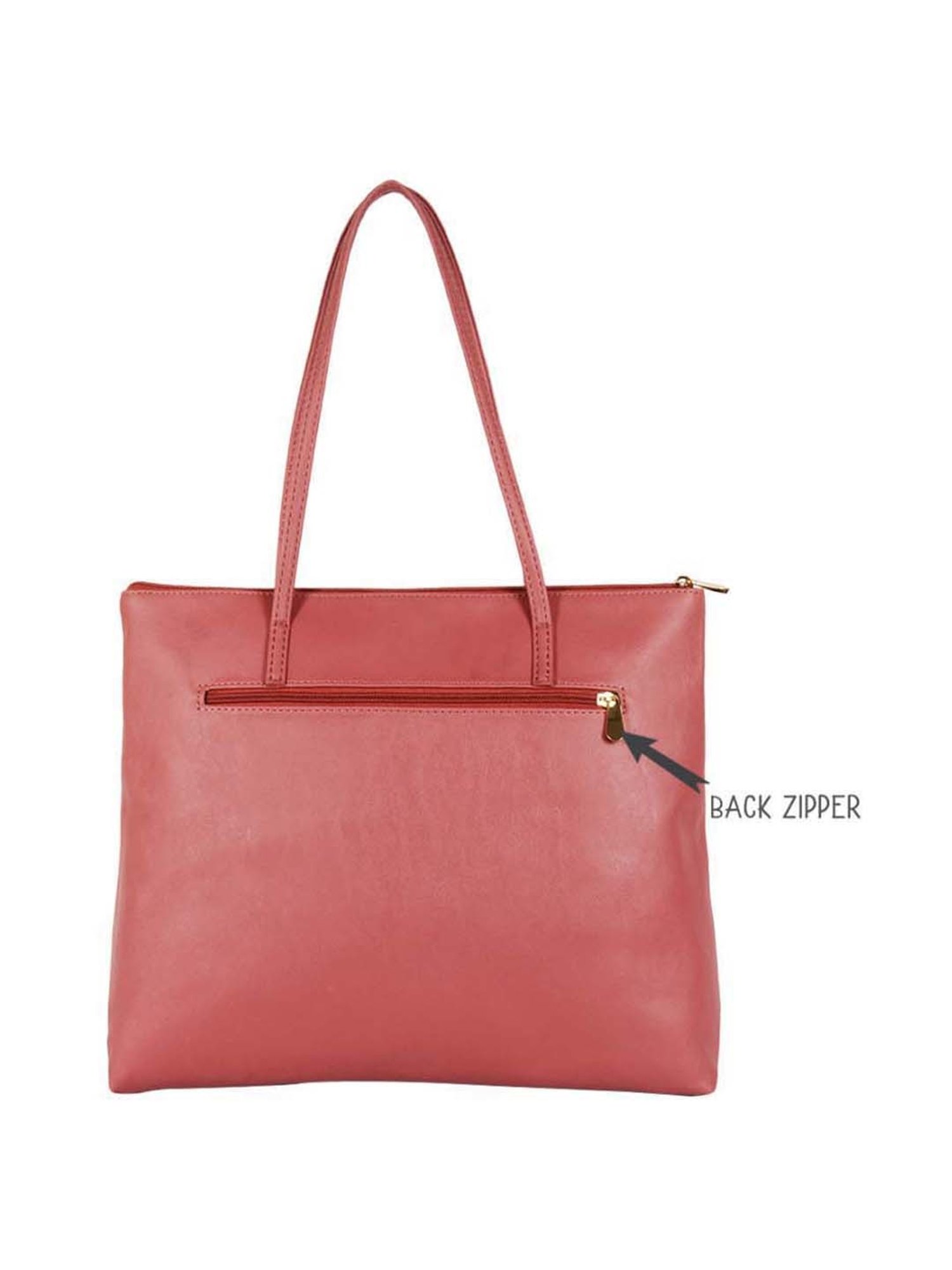 Baggit Pink Solid Medium Tote Handbag