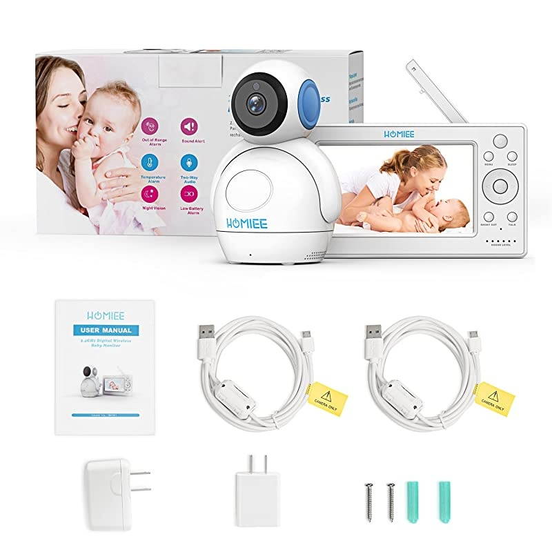 Upgraded Video Baby Monitor with Camera,  5" Color LCD Display Video Monitor with Audio, 1000 Ft Distance, 5M Night Vision, 5 Lullabies, Two-Way Audio, VOX, Sound/Temp Alarm, Blue