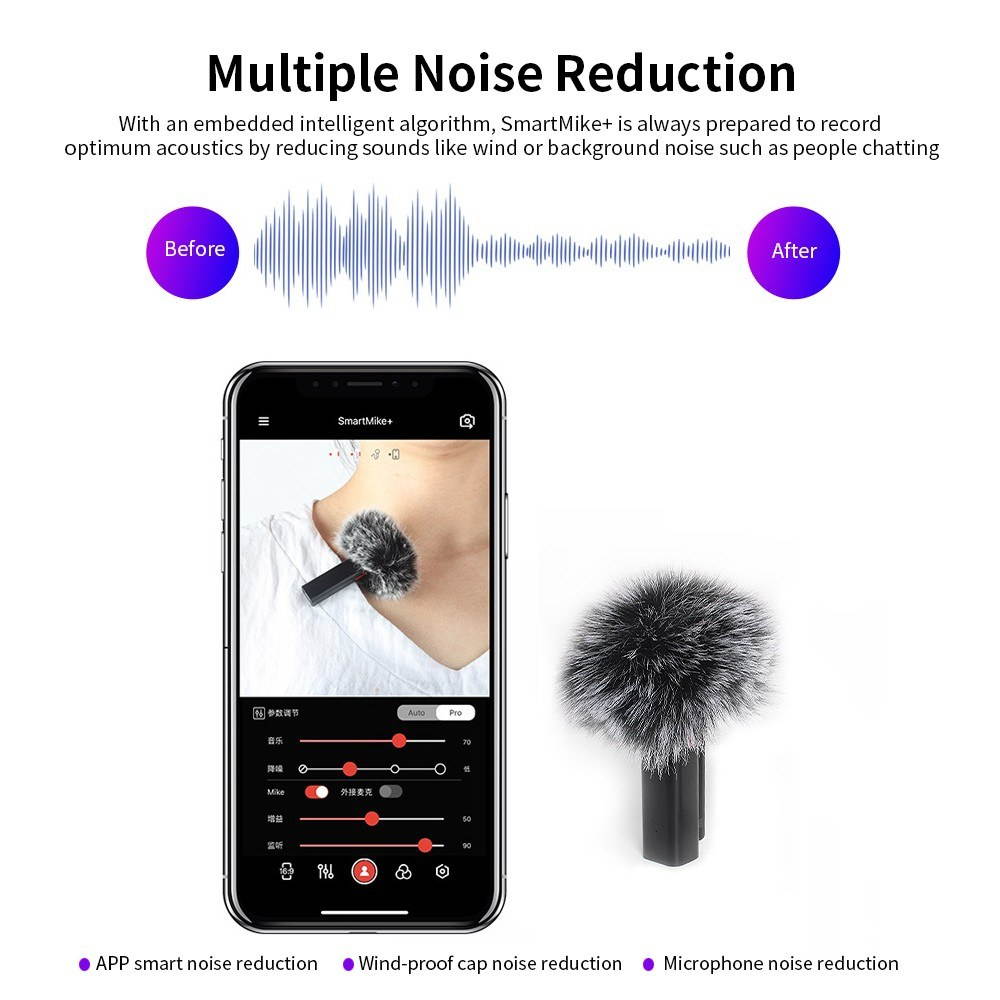 SmartMike+ Wireless BT Microphone BT Headset Volg Video Radio Device Short Video Recording Device for Vlogger