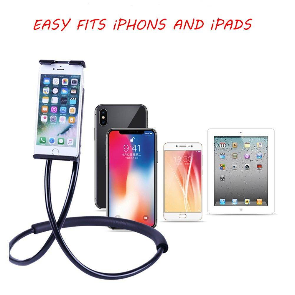 Cell Phone Neck Holder, Lazy Neck Phone Holder, Universal Neck Phone Holder, Hanging Phone Holder Free Your Hands for iPhone and Android Smartphone (Black)