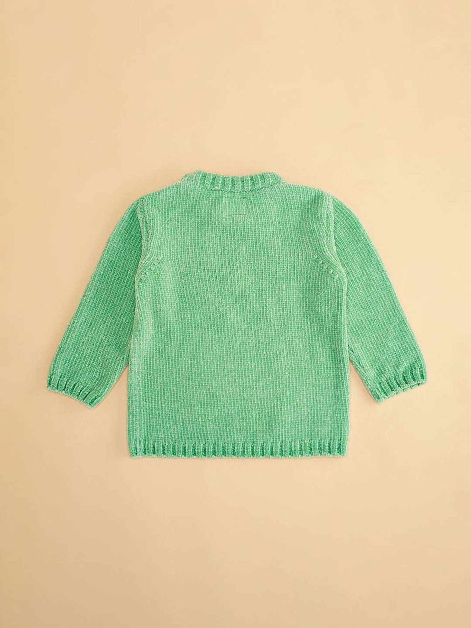 MINIKLUB Girls Green Self Design Full Sleeves Sweater