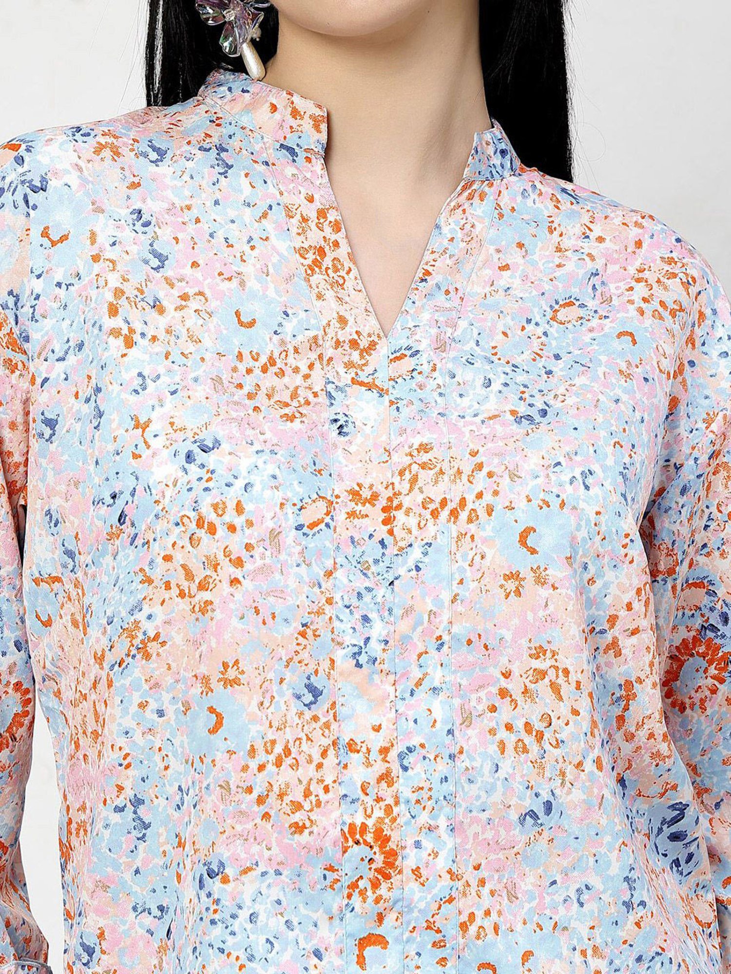 Melon by PlusS Blue & Rust Printed Top