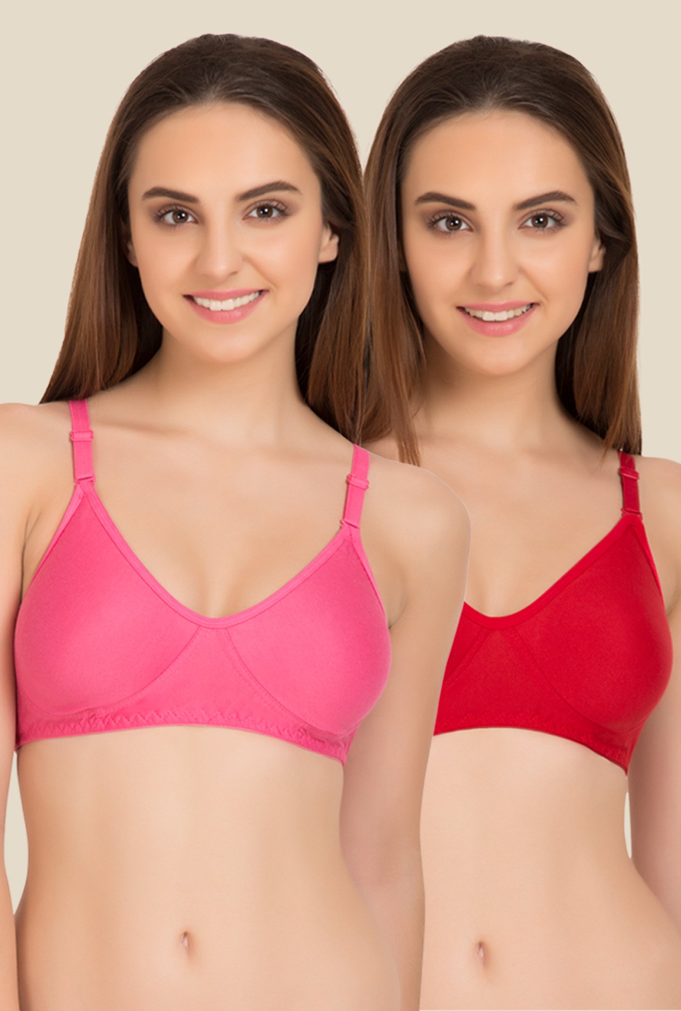 Tweens Pink & Red Non Padded Bra (Pack Of 2)