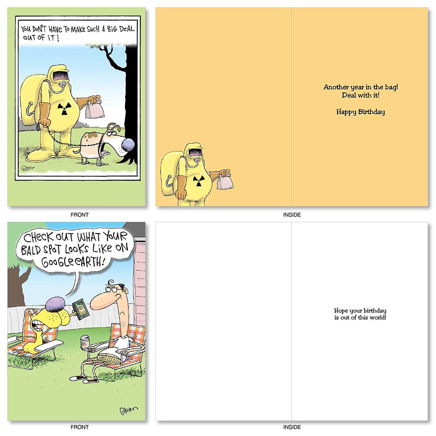A4885BDG Dogs of McCoy Bros.: Assorted Box of Humorous Birthday Cards, w/ 12 Envelopes (10 Designs, 1 Notecard Per Design)