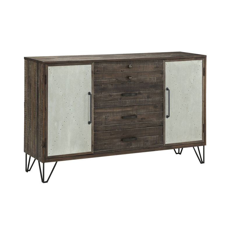 Isabelle 2 Door 5 Drawer Credenza Brown - Treasure Trove Accents