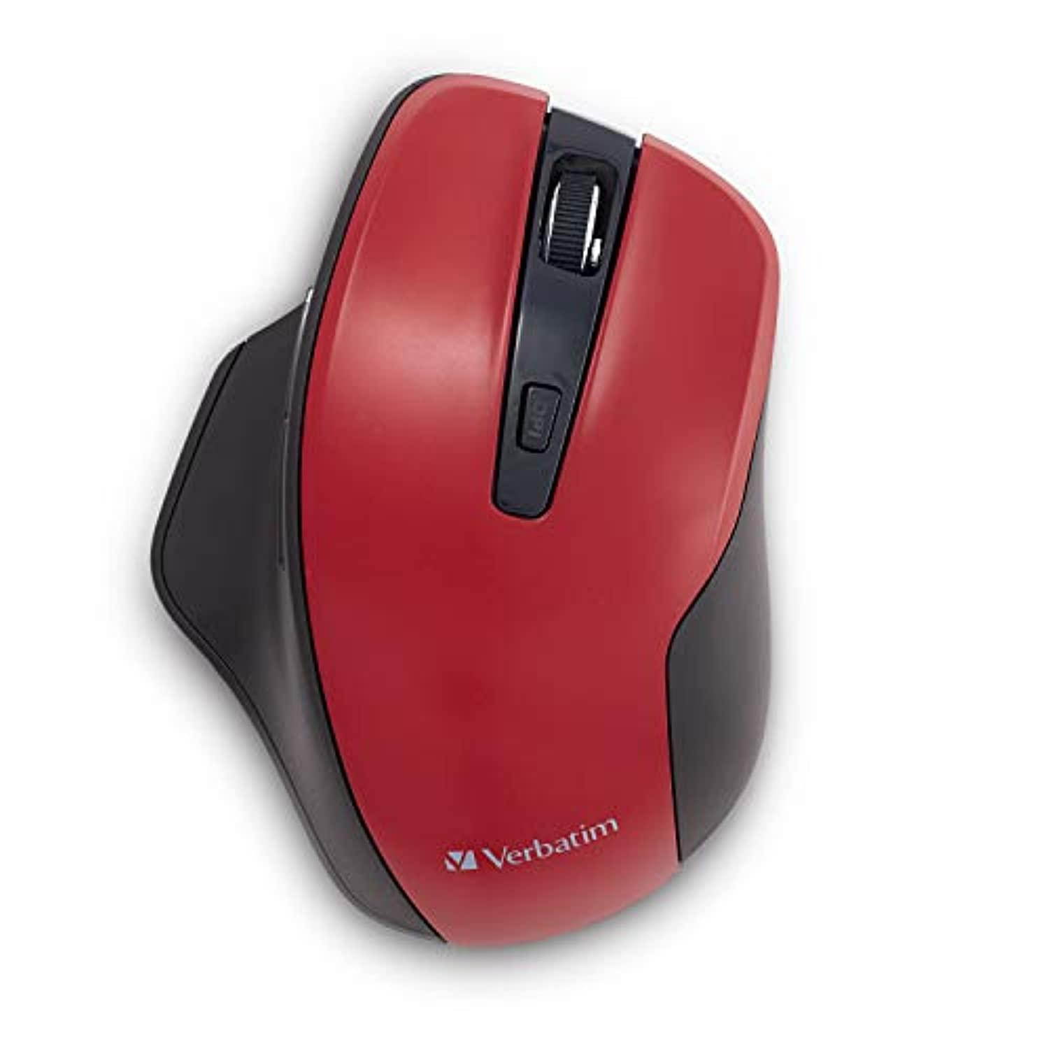 Verbatim Silent Ergonomic Wireless Blue LED Mouse Red 70243