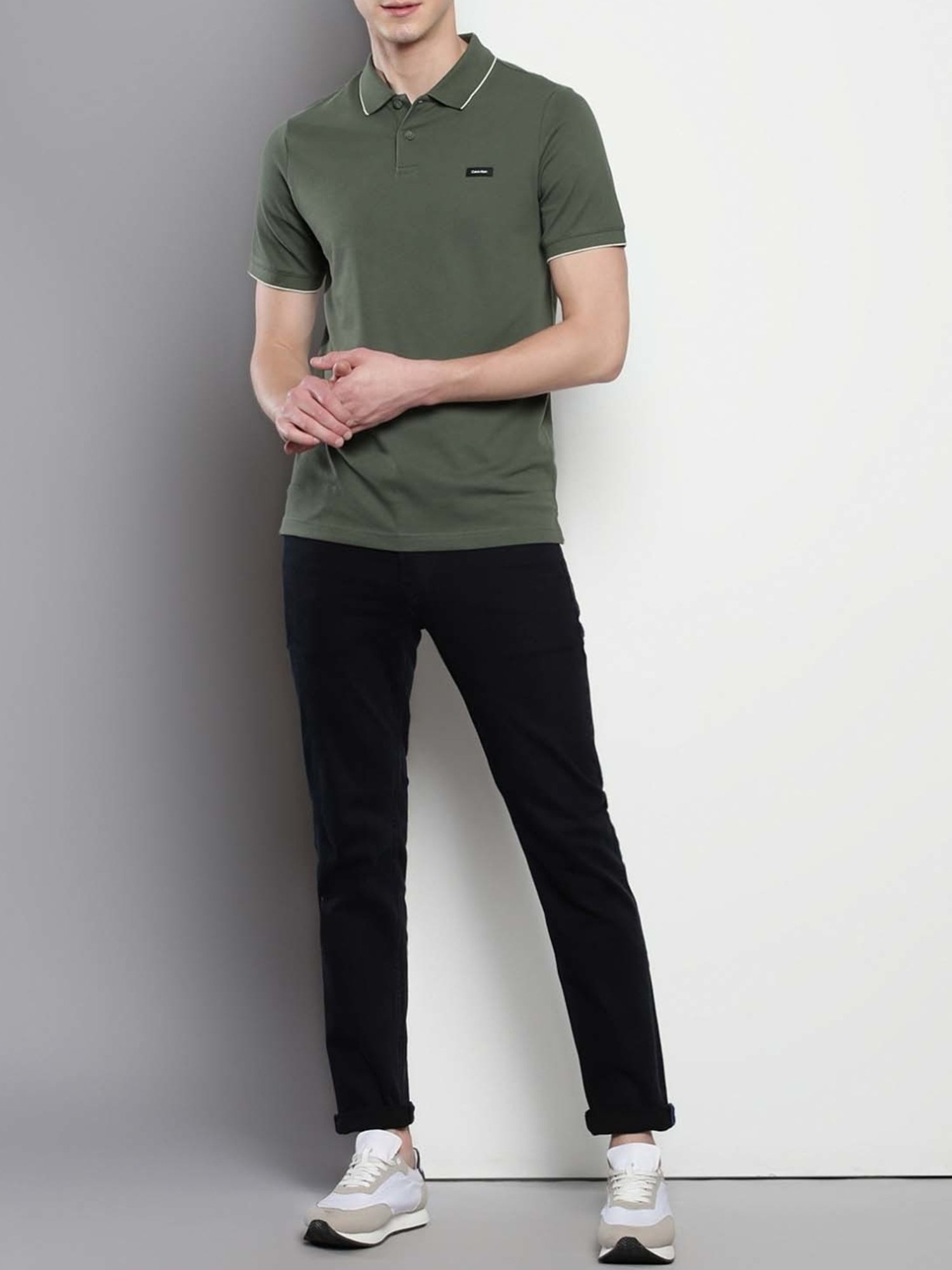 Calvin Klein Thyme Cotton Slim Fit Polo T-Shirt
