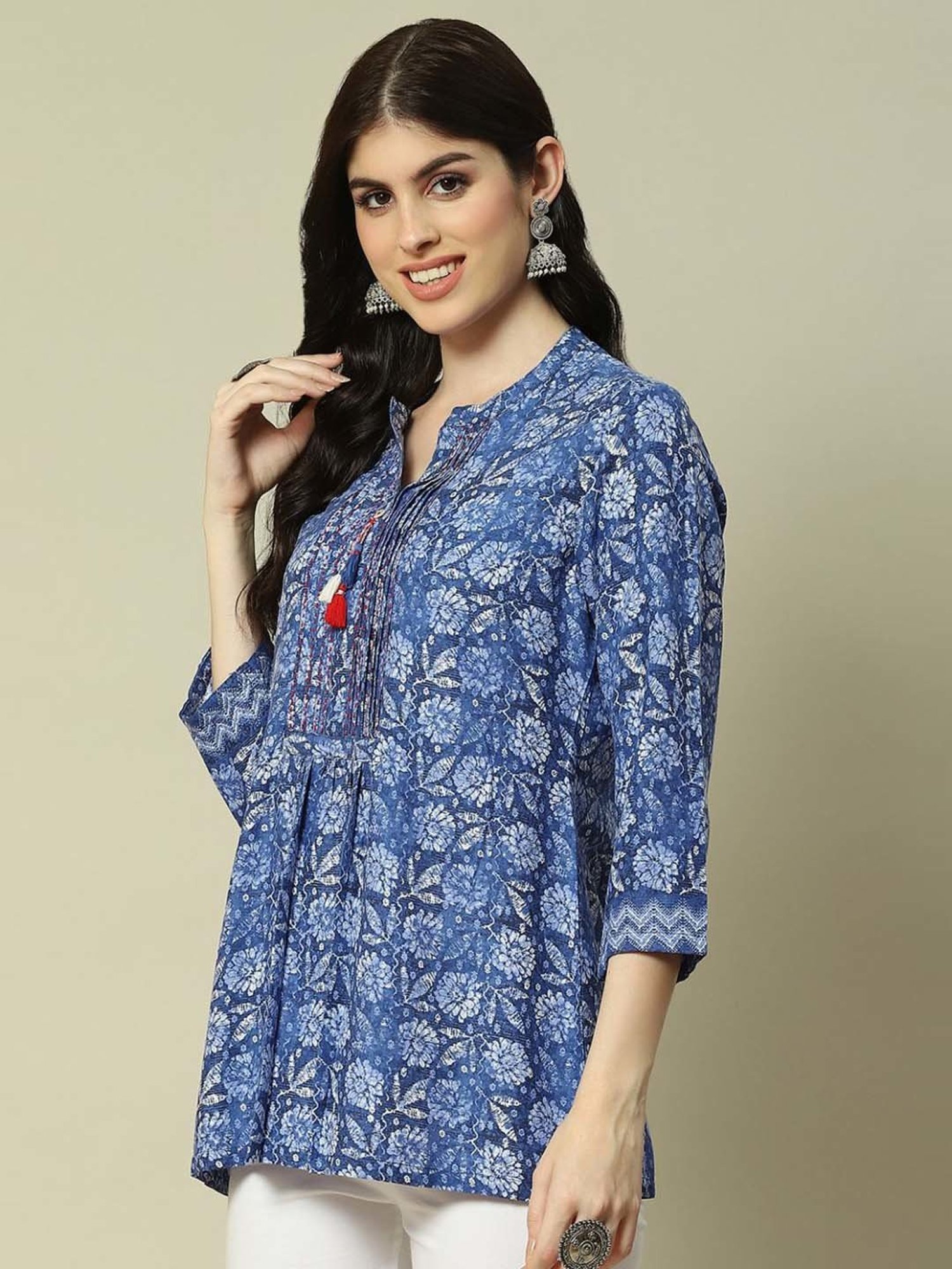 Rangriti Blue Printed Top