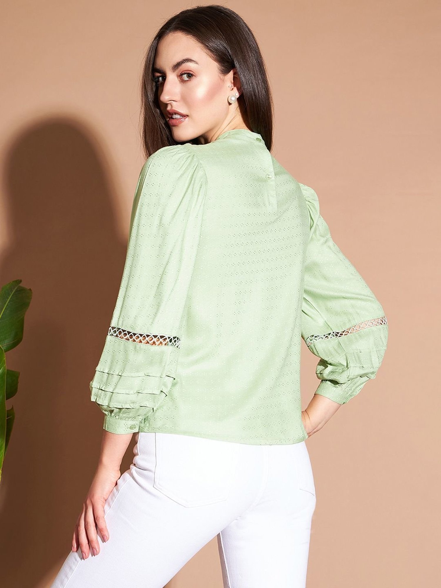 Marie Claire Green Full Sleeves Top