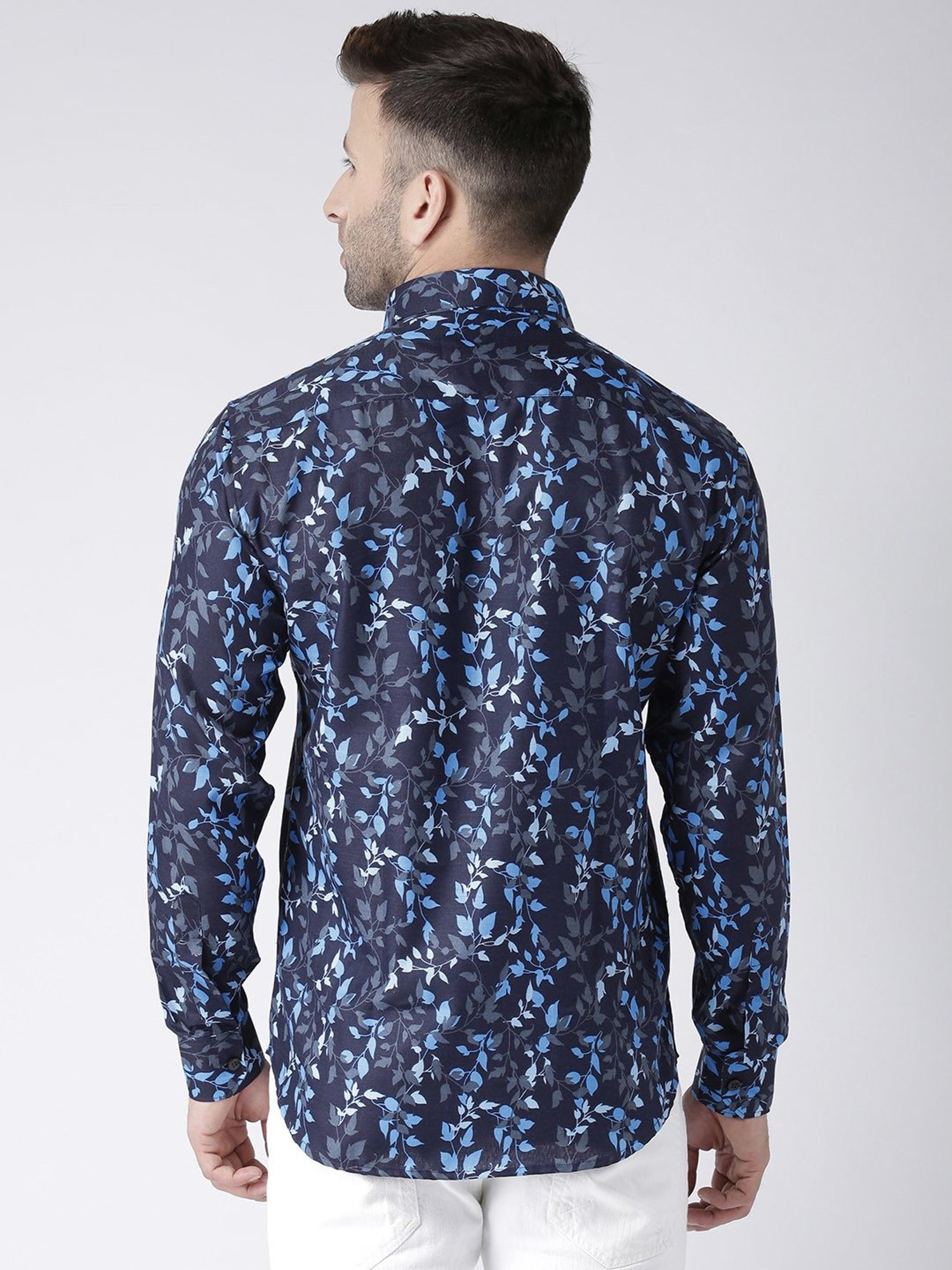 Hangup Plus Dark Navy Slim Fit Printed Shirt