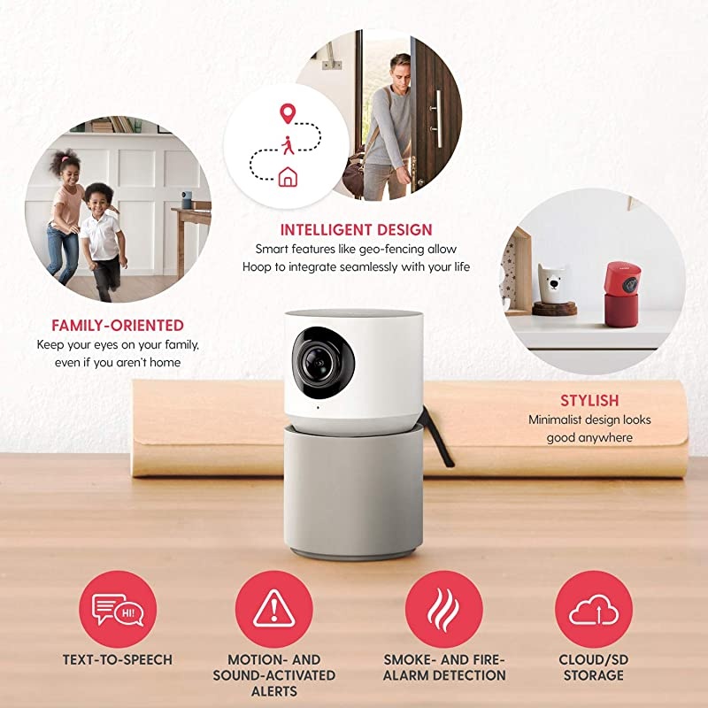 Home Security Camera 1080p IP Indoor Wired Video Surveillance System SoundMotion Detection | 350&deg; PanTilt Text to Speech 2Way Audio Reminders Live View Smart App | Family amp Pet Friendly