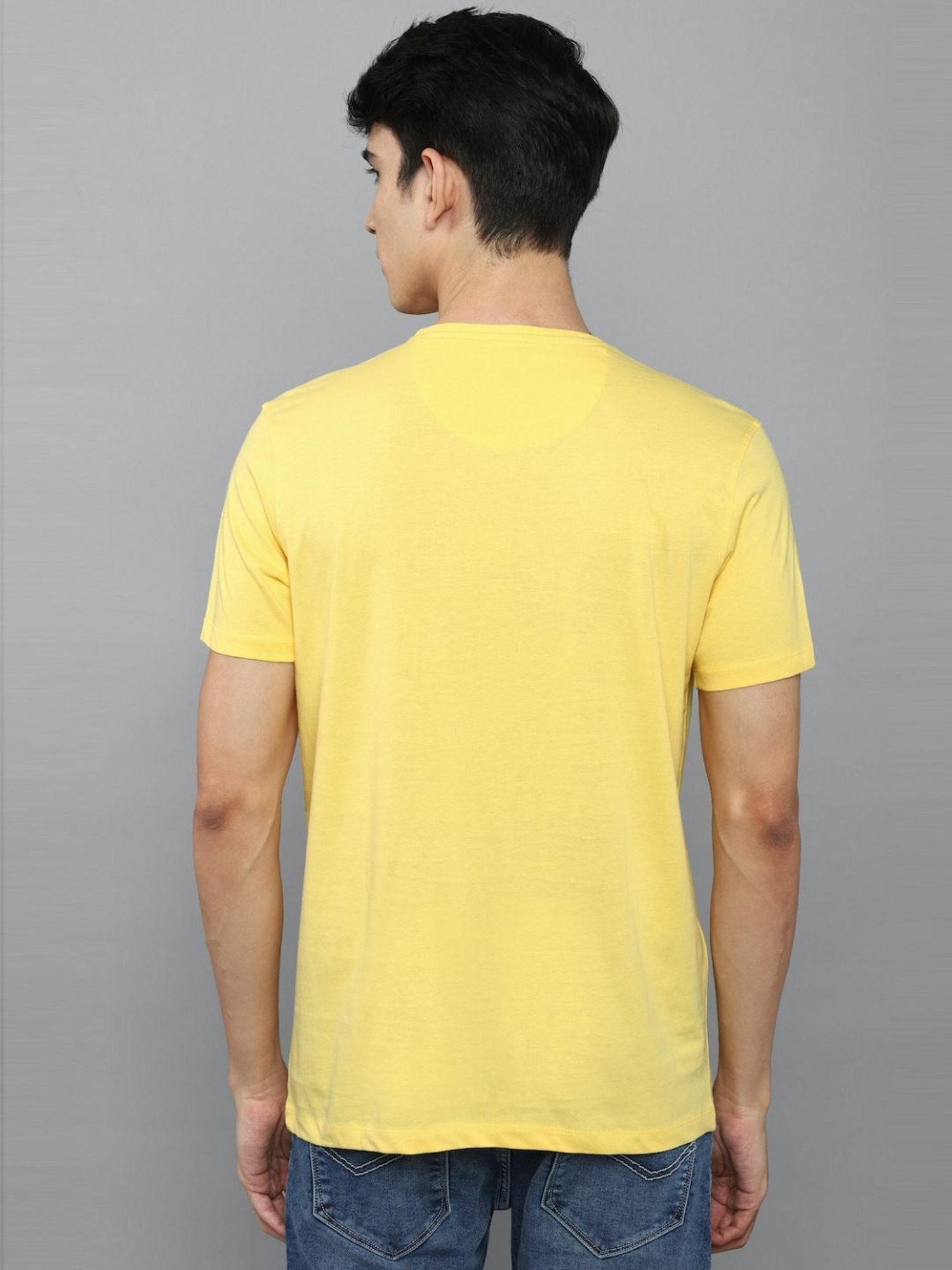 Louis Philippe Jeans Yellow Cotton Slim Fit T-Shirt