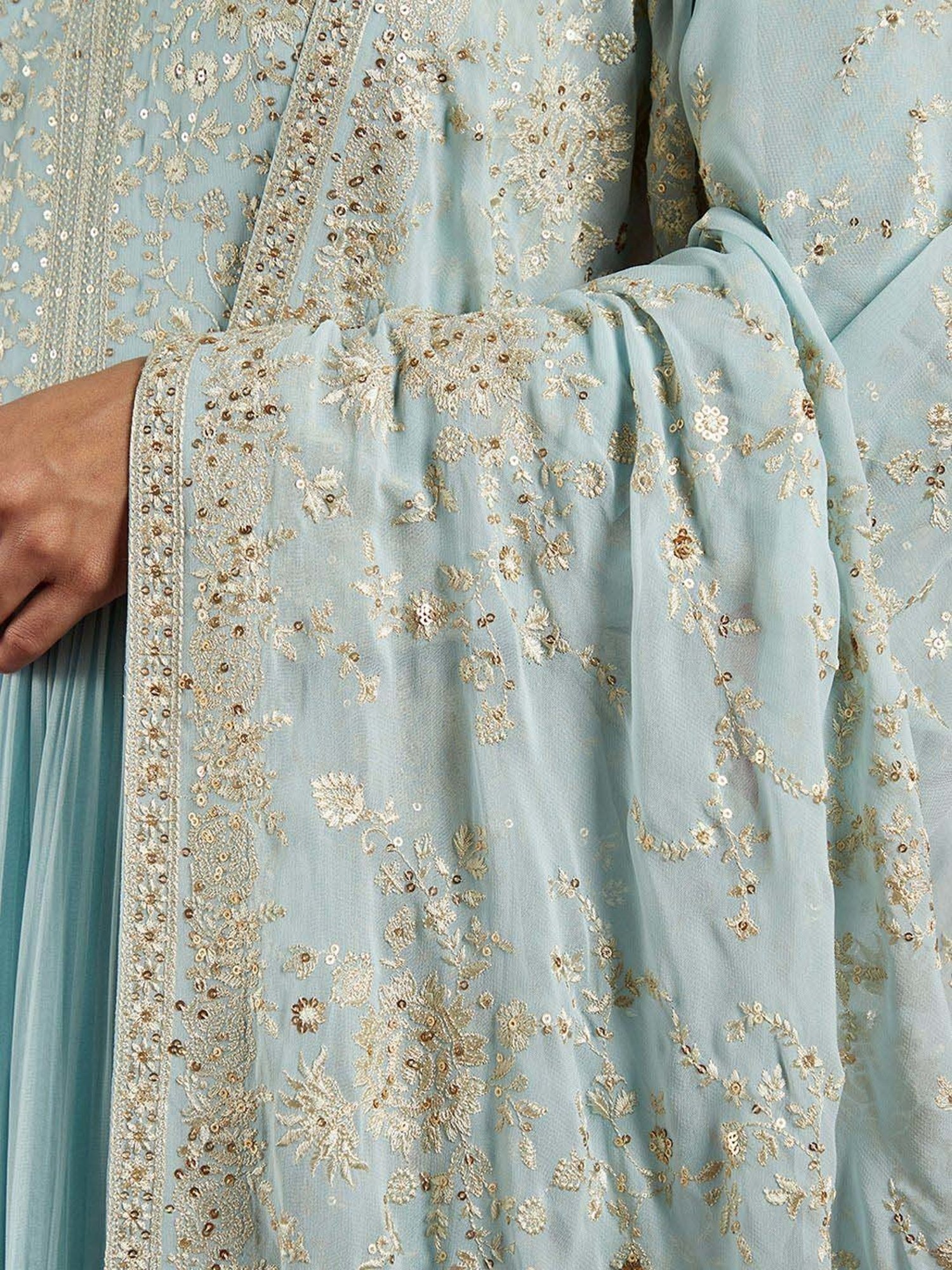 Libas Art Blue Embroidered Kurta Pant Set With Dupatta