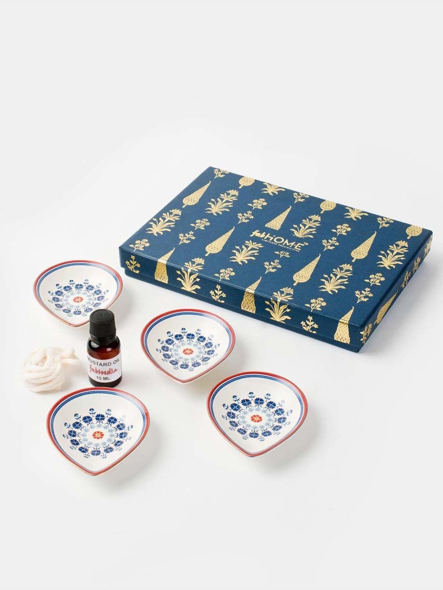 Fabindia Home Falak Multicolor Ceramic Diya Gift Set