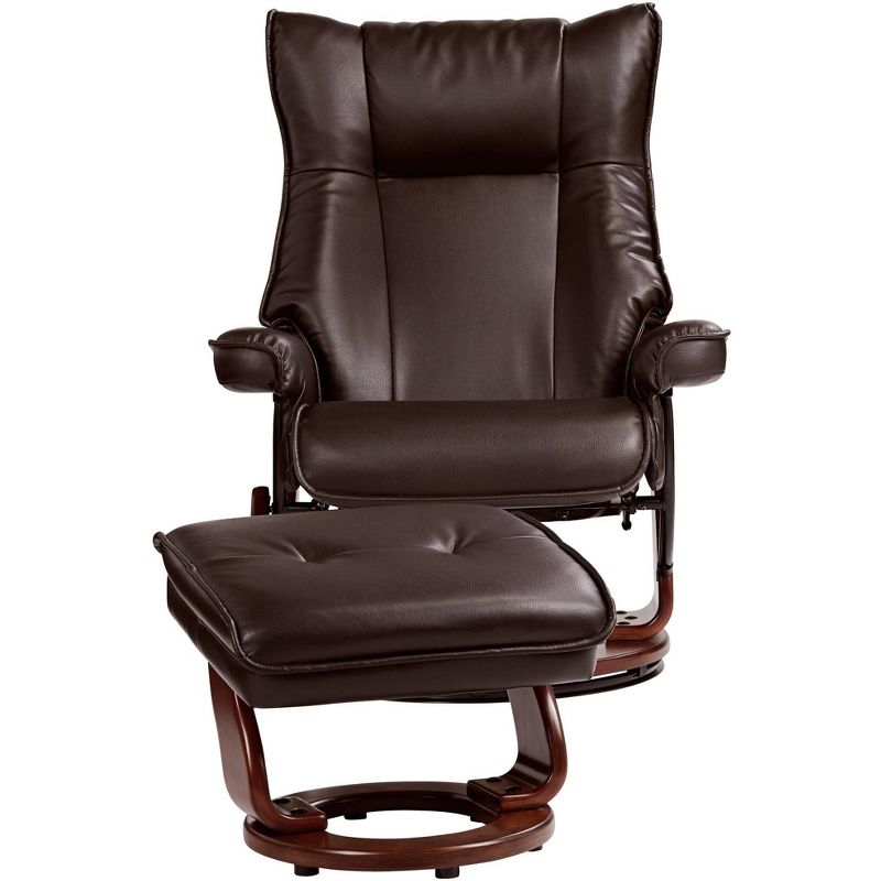 BenchMaster Morgan Java Faux Leather Ottoman and Swiveling Recliner