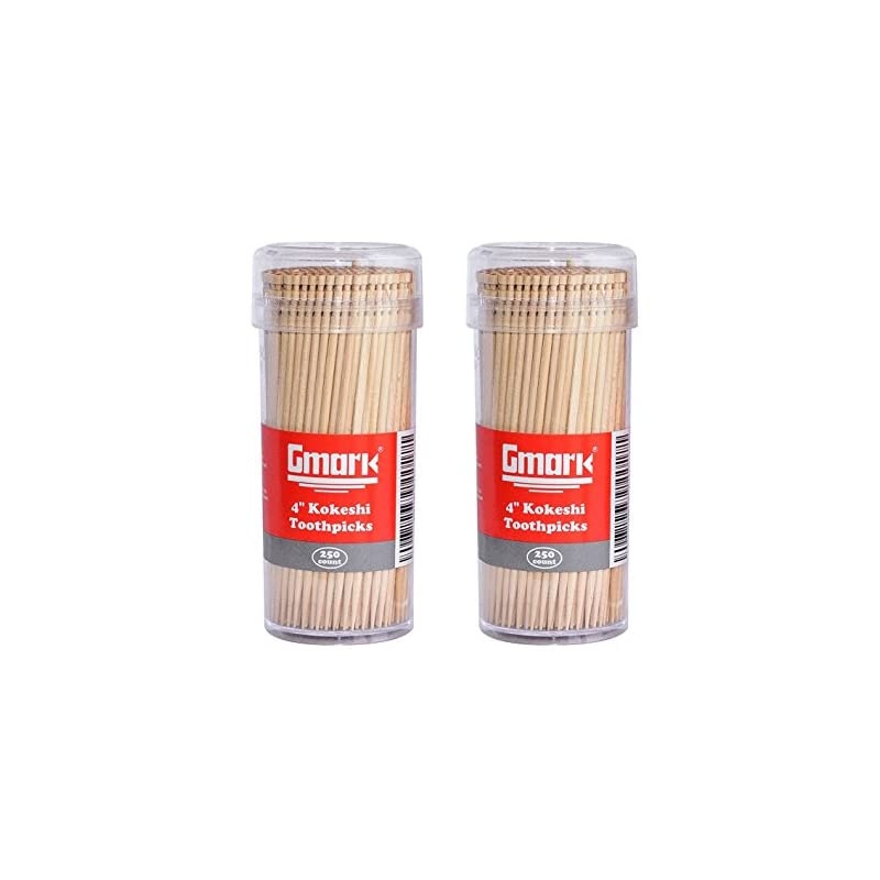 Premium 4" Kokeshi Toothpicks Skewers 500ct (2 Packs of 250) Extra long toothpicks for appetizers GM1034