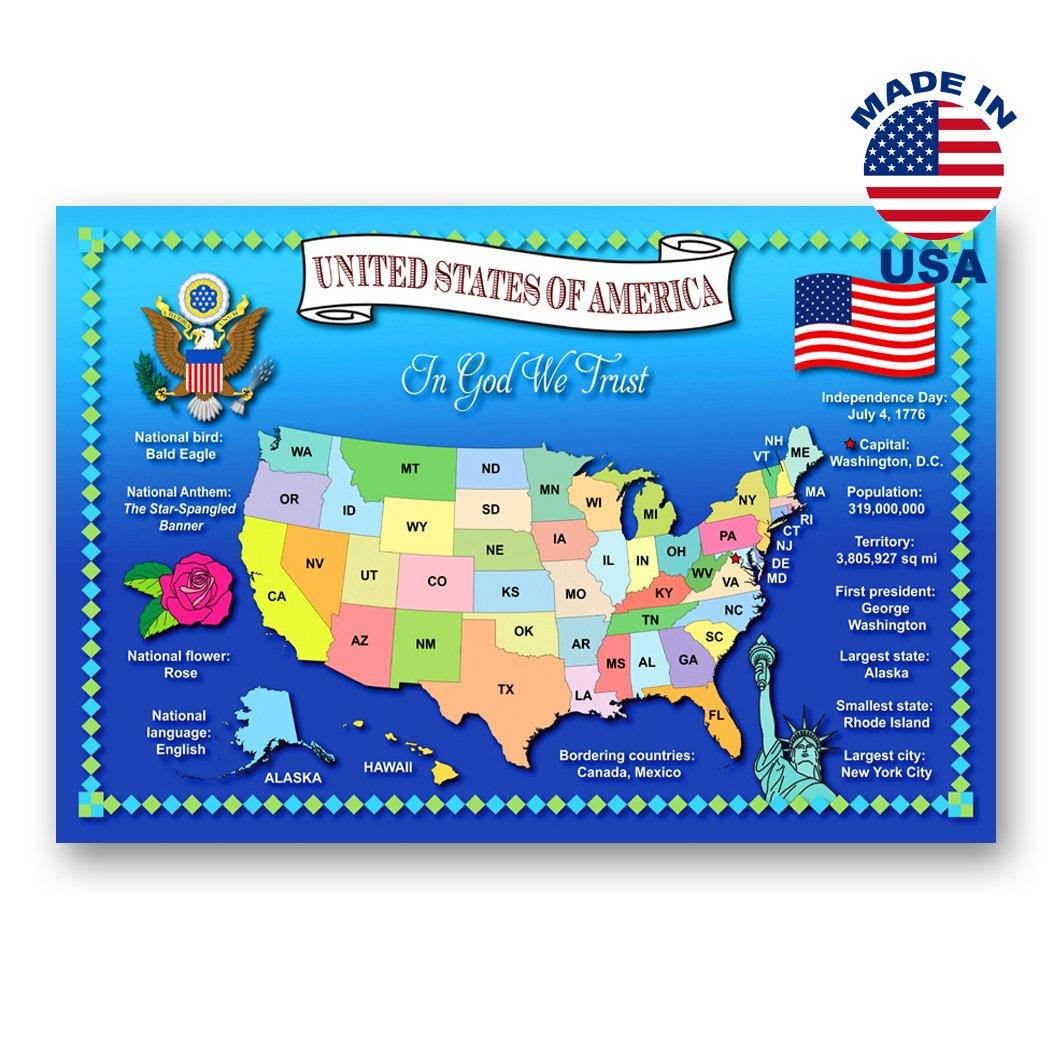 UNITED STATES MAP postcard set of 20 identical postcards. Quality post card pack depicting US map. Made in USA.