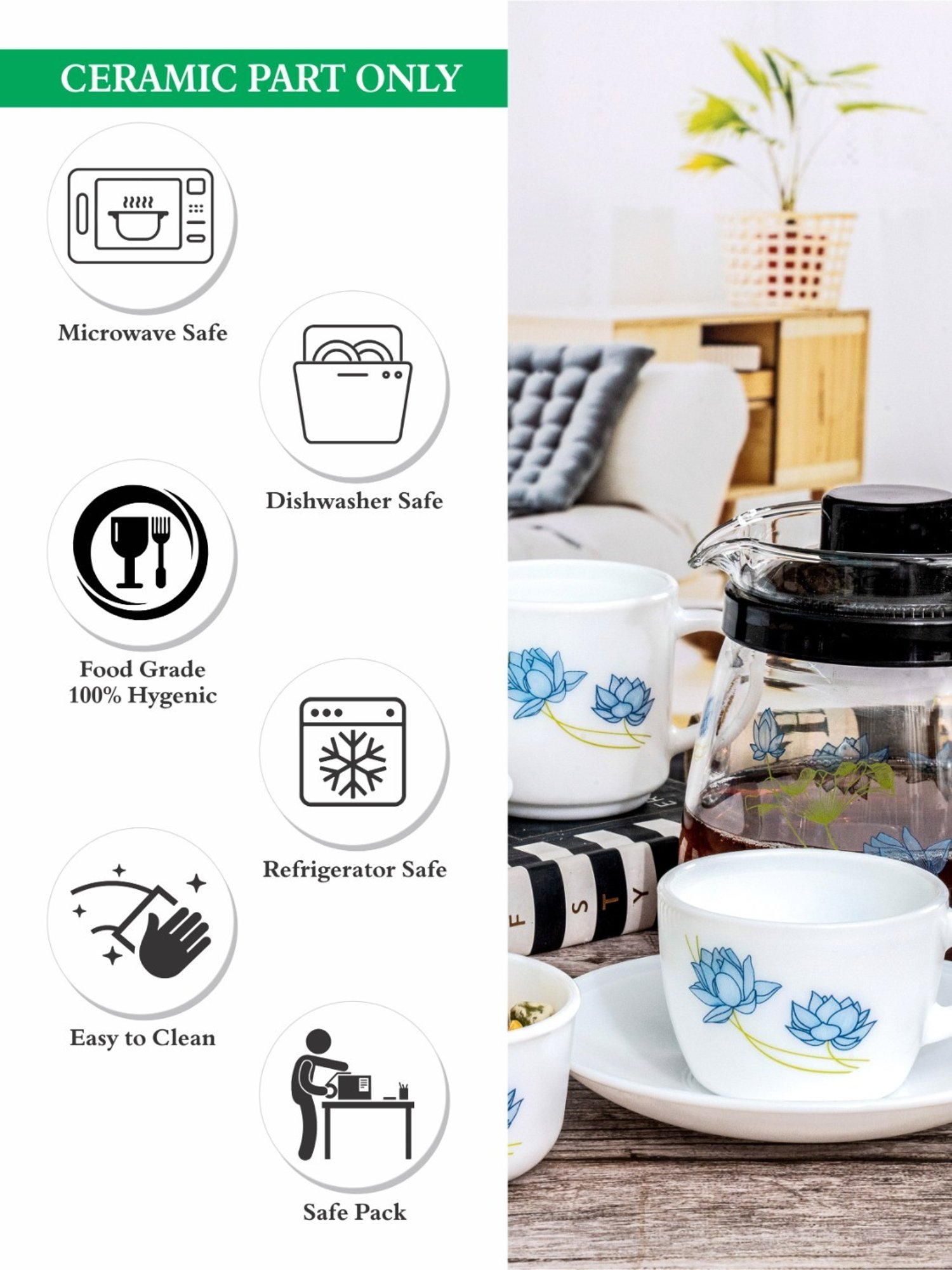 Cello Multicolor Opalware 15pcs Tea Set