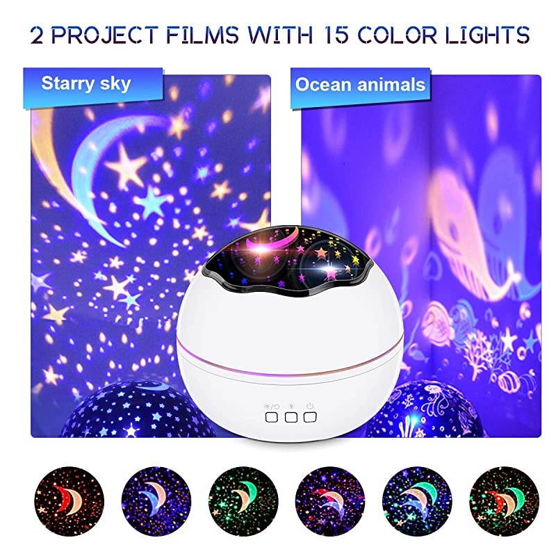 Night Light Star Projector Lights for Room LED Light Projector for Bedroom Bedside Lamp 8 Lighting Modes Adjustable Brightness 360&deg; Rotation Suitable for Living Room PartyRoom