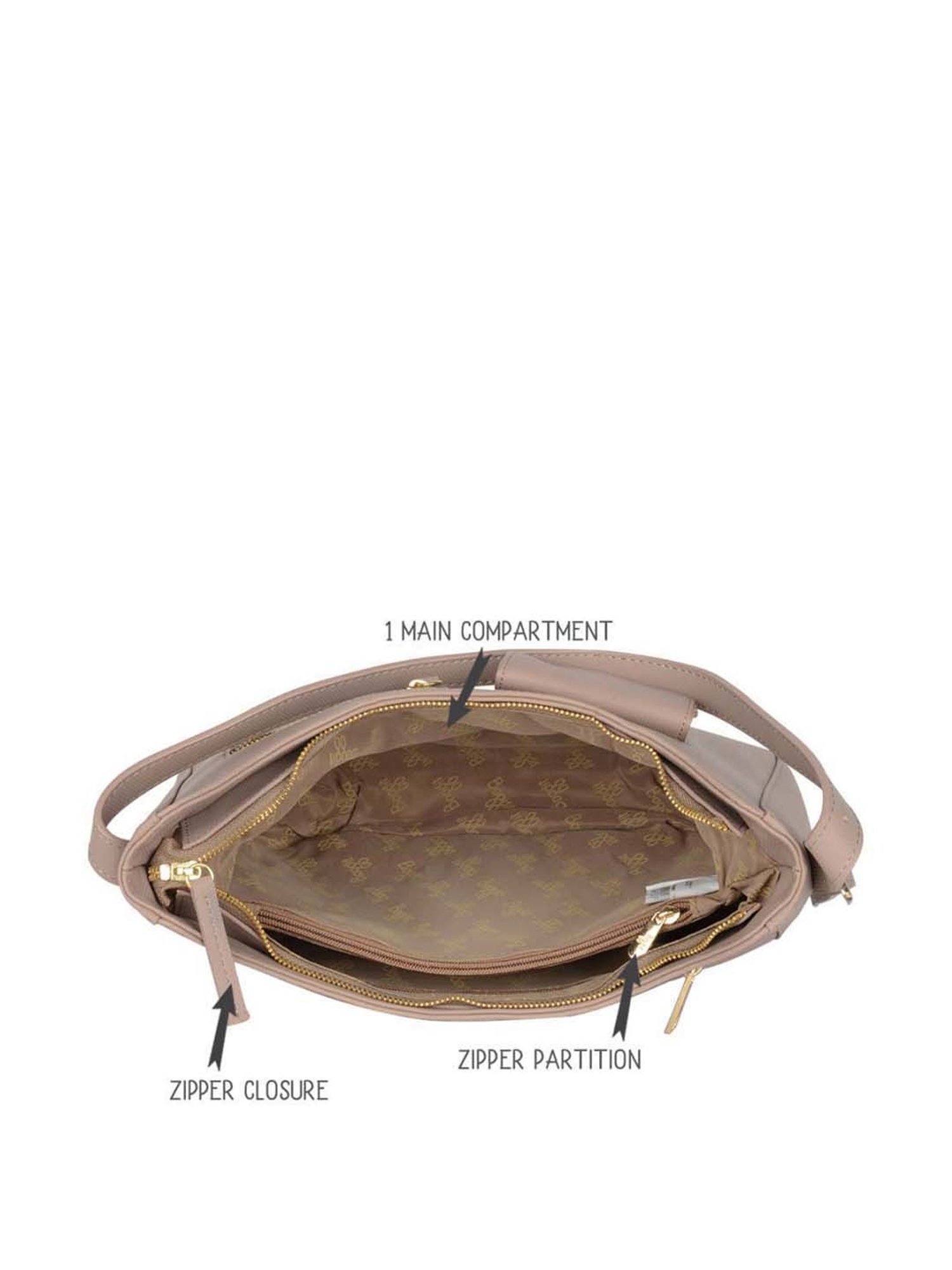 Baggit Pink Solid Medium Hobo Handbag