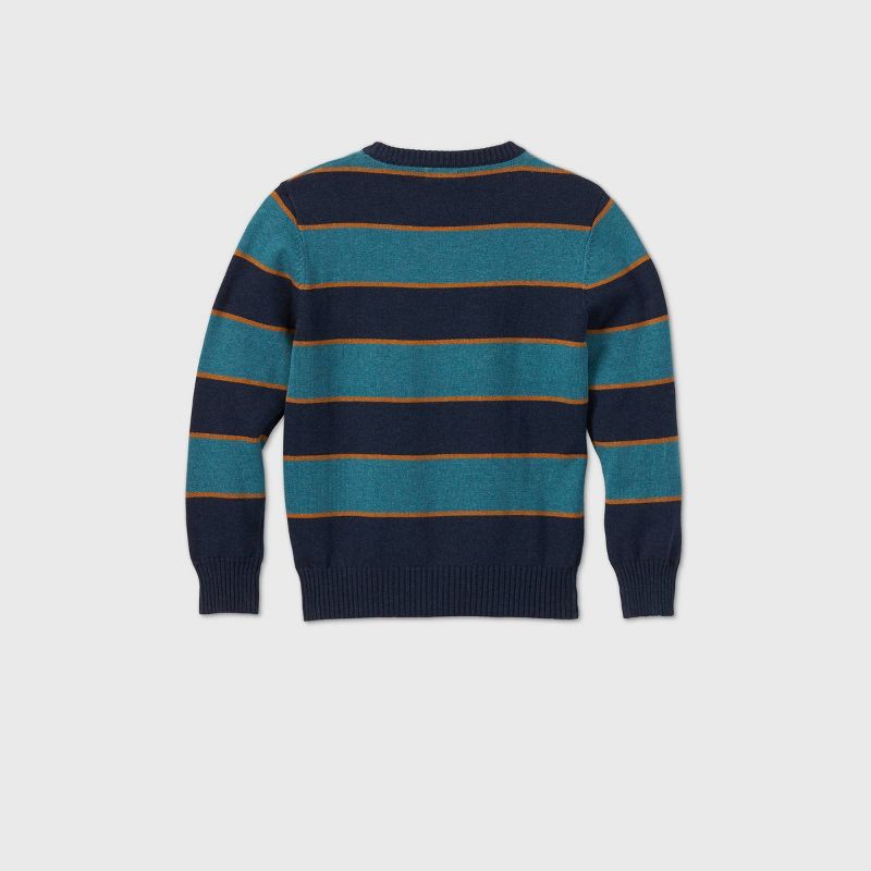 Boys' Holiday Striped Crew Neck Sweater - Cat & Jack™ Navy/Blue L