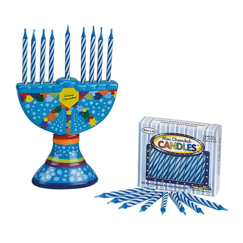 Rite Lite 4.25" Hanukkah Hand Painted Ceramic Menorah with Candles - Blue/White
