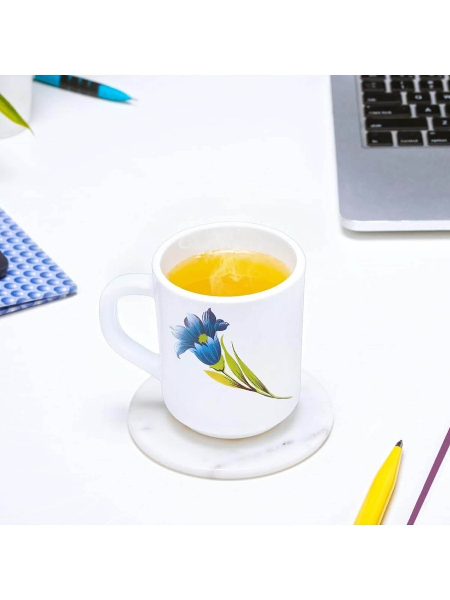 Larah by Borosil Multicolor Ceramic Tea & Coffee Mug - Set fo 6 240ml