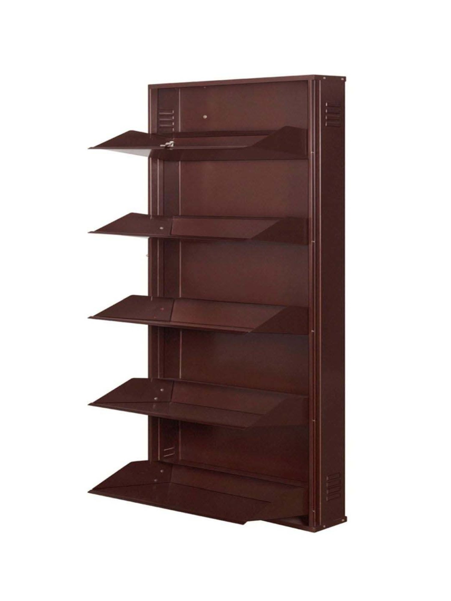 Delite Kom Metal Shoe Rack - 29" 5 Shelf, Coffee, PowderCoat, Wall Mount, DIY