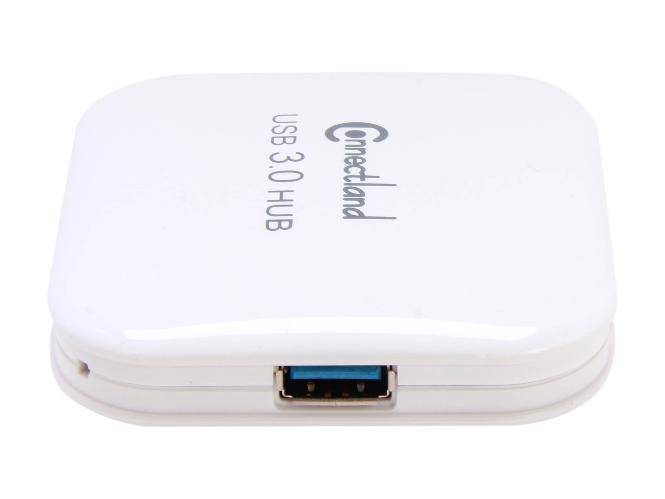 Connectland CL-HUB20127 USB 3.0 4-port Pocket Size Hub, 5Gbps Data Rate, Free AC Adapter and Cable - White