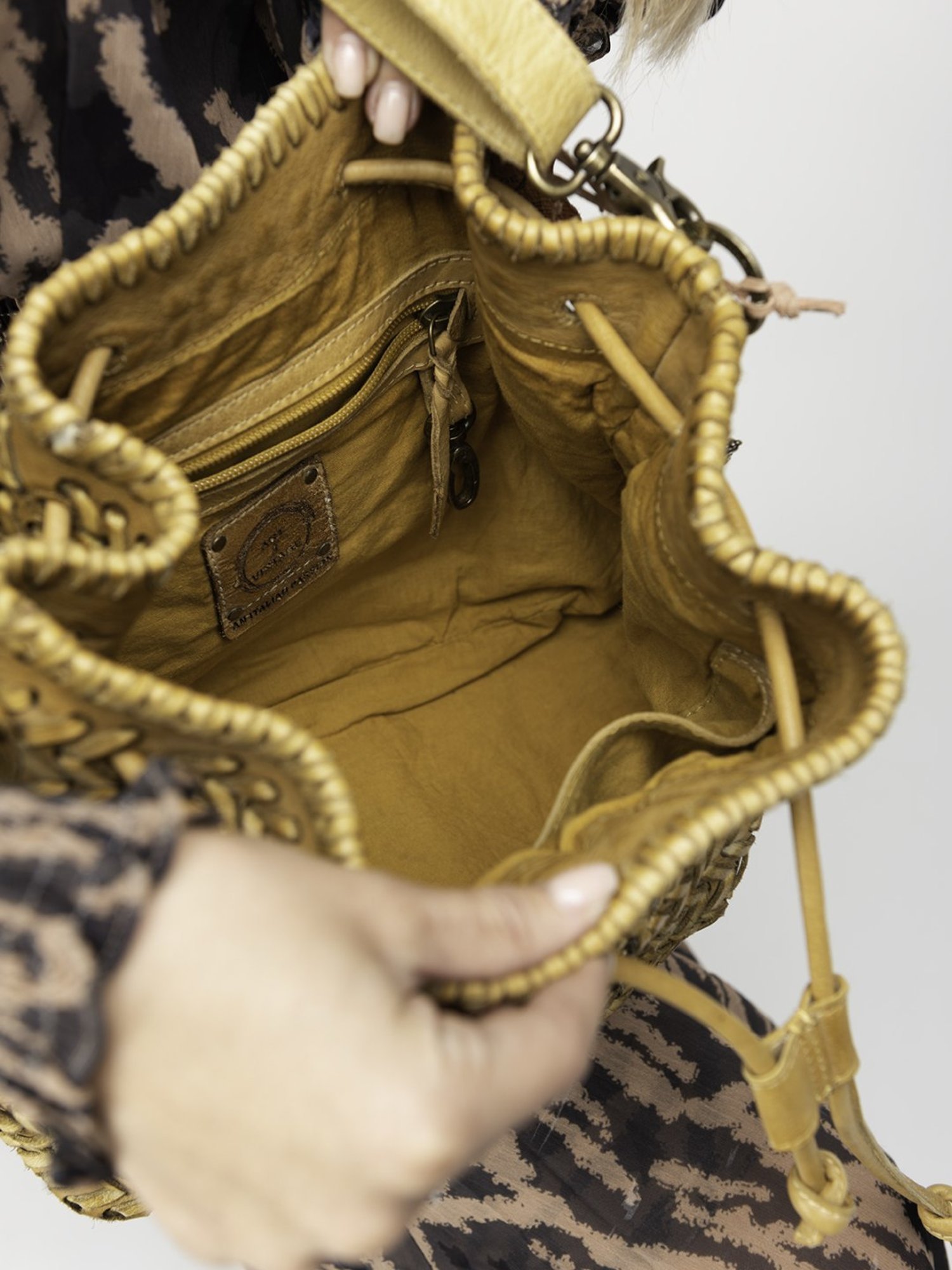 Art N Vintage Joelle Mustard Yellow Leather Textured Small Sling Handbag