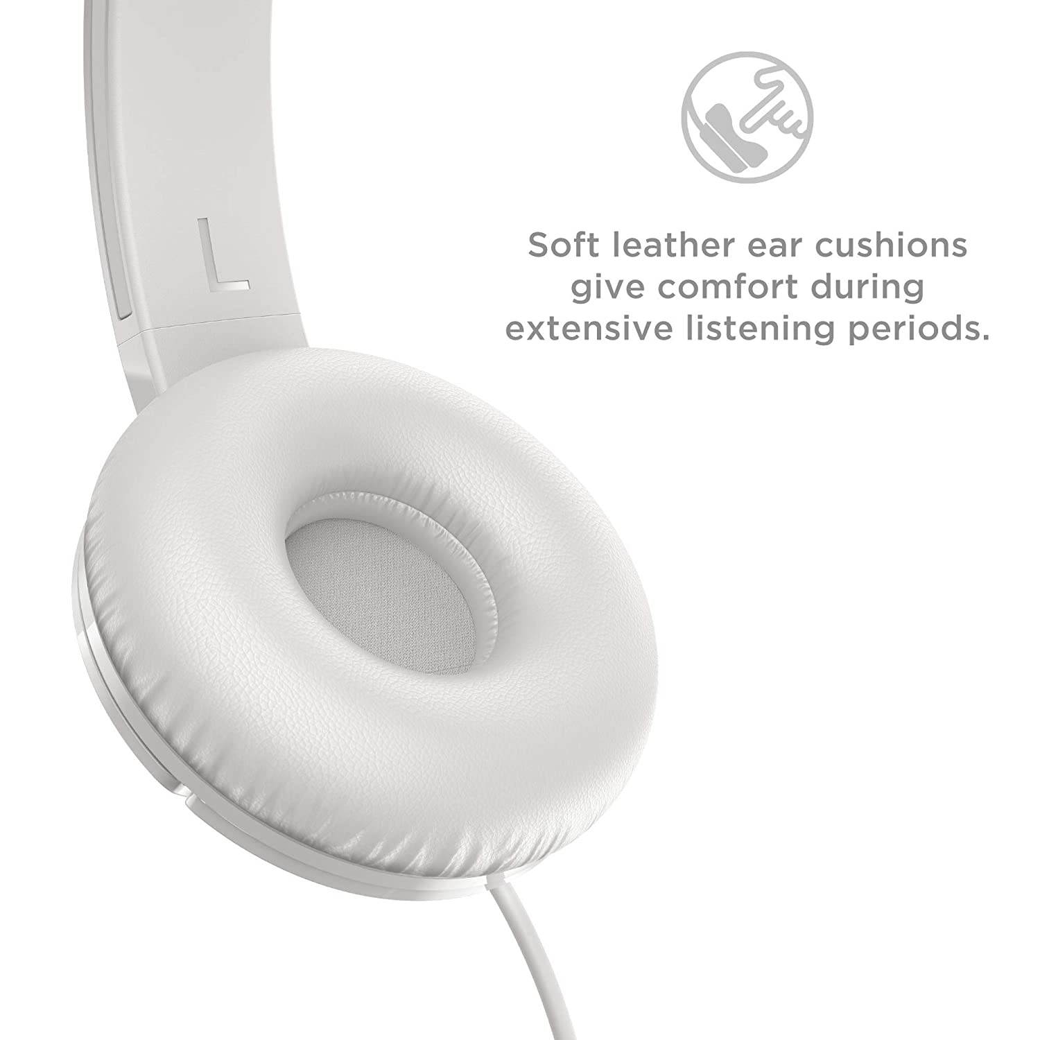 TCL MTRO200 On-Ear Wired Headphones Super Light Weight Headphones with 32mm drivers for Huge Bass and Built-in Mic &ndash; Ash White