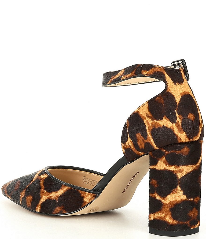 Alex Marie Genevie Leopard Two 2 Piece Block Heel Pumps