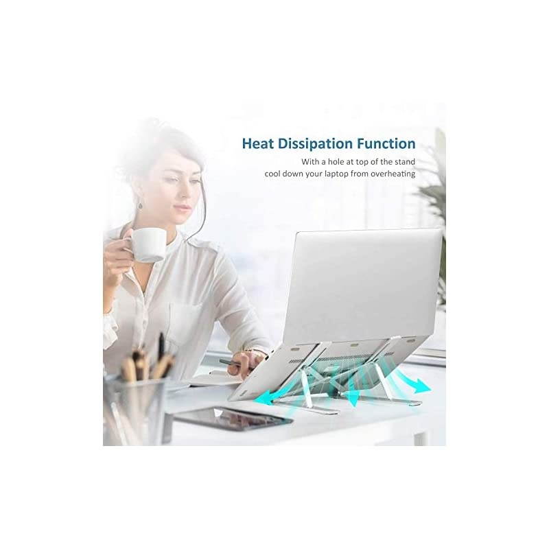 Laptop Stand,  Laptop Holder Riser Computer Tablet Stand, 6 Angles Adjustable Aluminum Ergonomic Foldable Portable Desktop Holder Compatible with MacBook,iPad, HP, Dell, Lenovo 10-15.6&rdquo; Silver