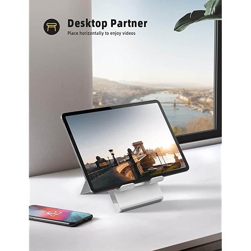 Adjustable Tablet Stand Holder - Foldable Desktop Stand Charging Dock for Desk Compatible with iPad Air Mini Pro 9.7,12.9, Phone 11 XS Max XR X Plus Samsung S10 S9 S8 Smartphones(4-13&rdquo;)