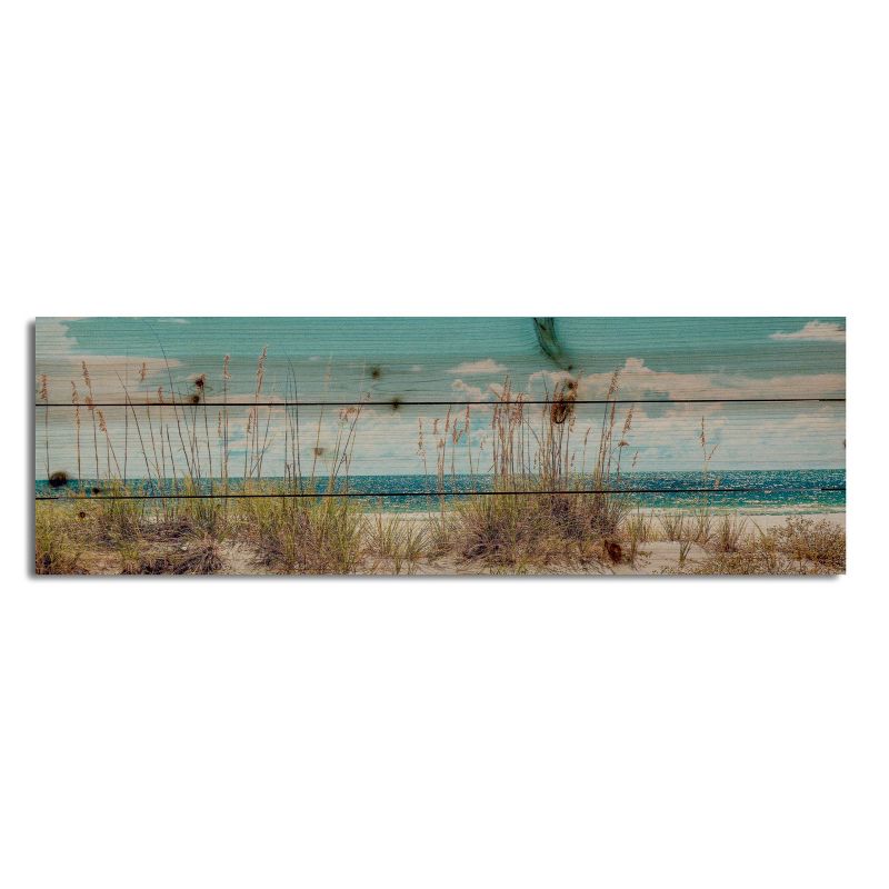 9" x 27" Sand Dunes Long Print on Planked Wood Wall Sign Panel Blue - Gallery 57