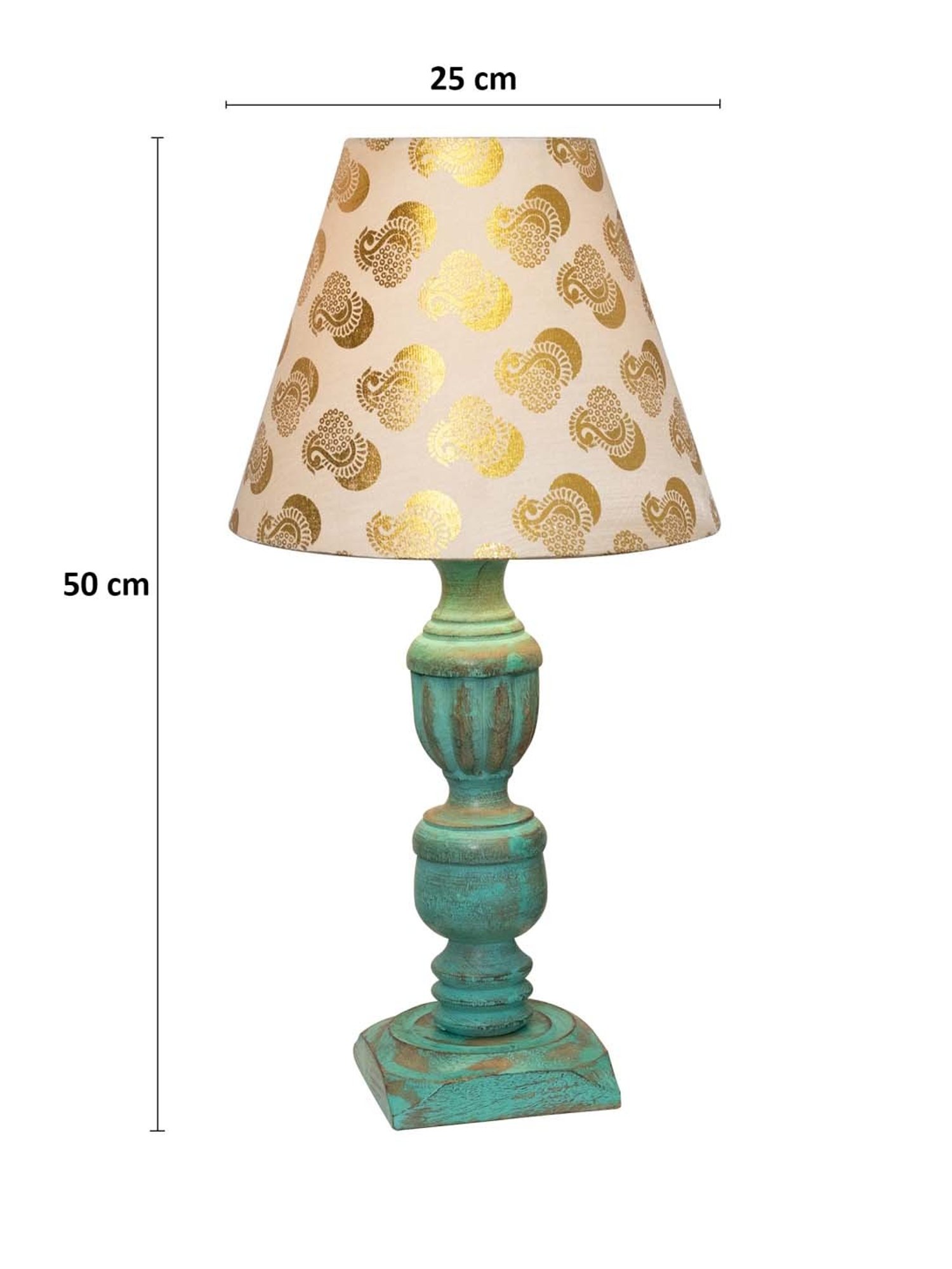 Homesake 'Rustic Algae' Mustard & Green Wood Trophy Carved Table Lamp with Empire Shade - Set of 1