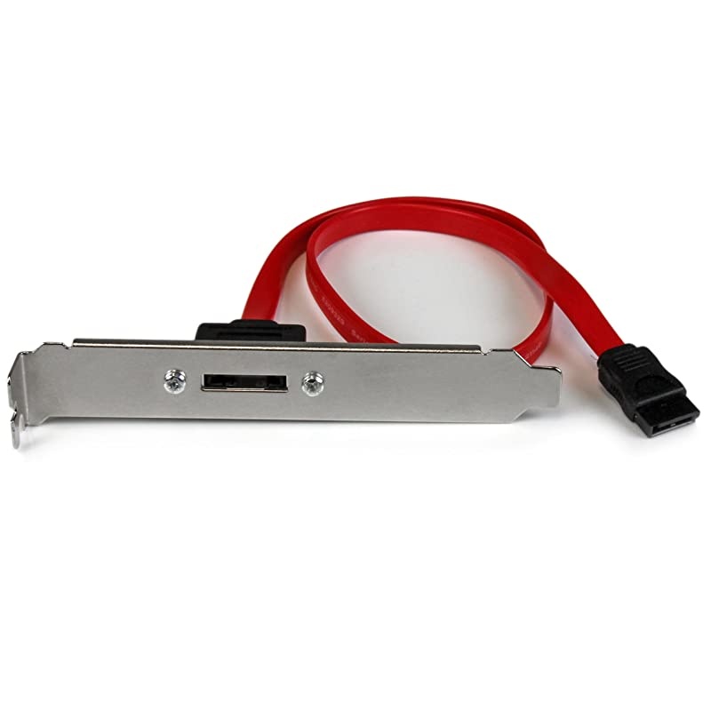 18in 1 Port SATA to eSATA Plate Adapter External SATA Plate 6Gbps eSATA Port Internal SATA to eSATA Adapter 18 inch ESATAPLT18IN Red