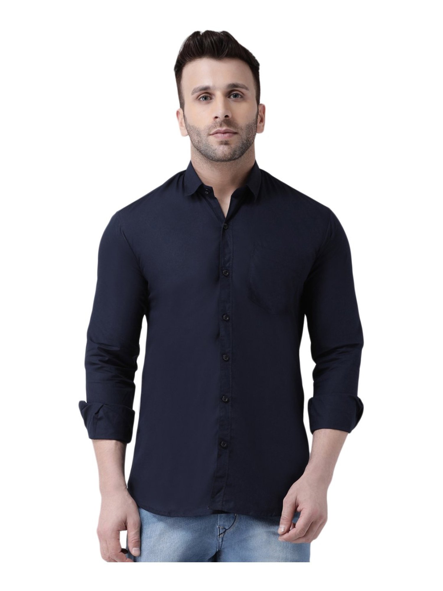 Hang Up Navy Cotton Slim Fit Shirt