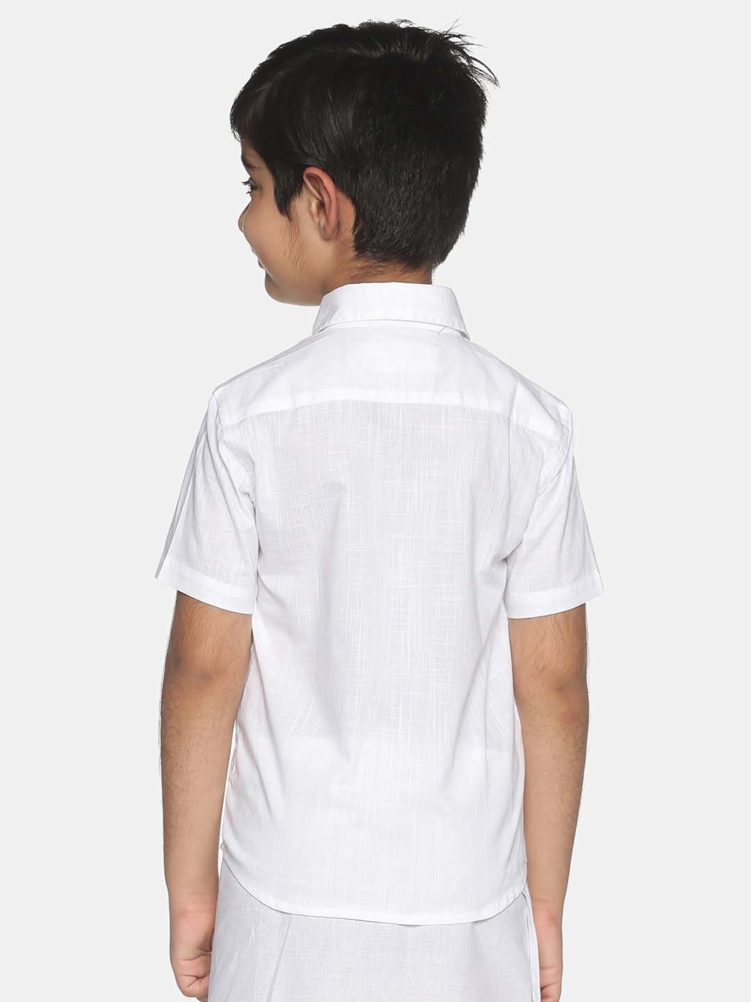 Sethukrishna Kids White Cotton Regular Fit Shirt