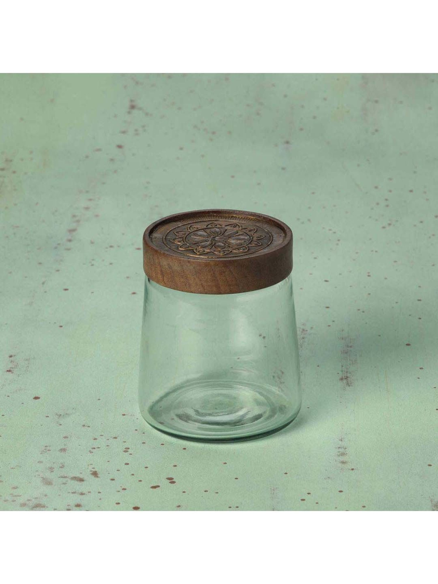 ellementry Transparent Glass Jar with Lid (500 ml) - Set of 1