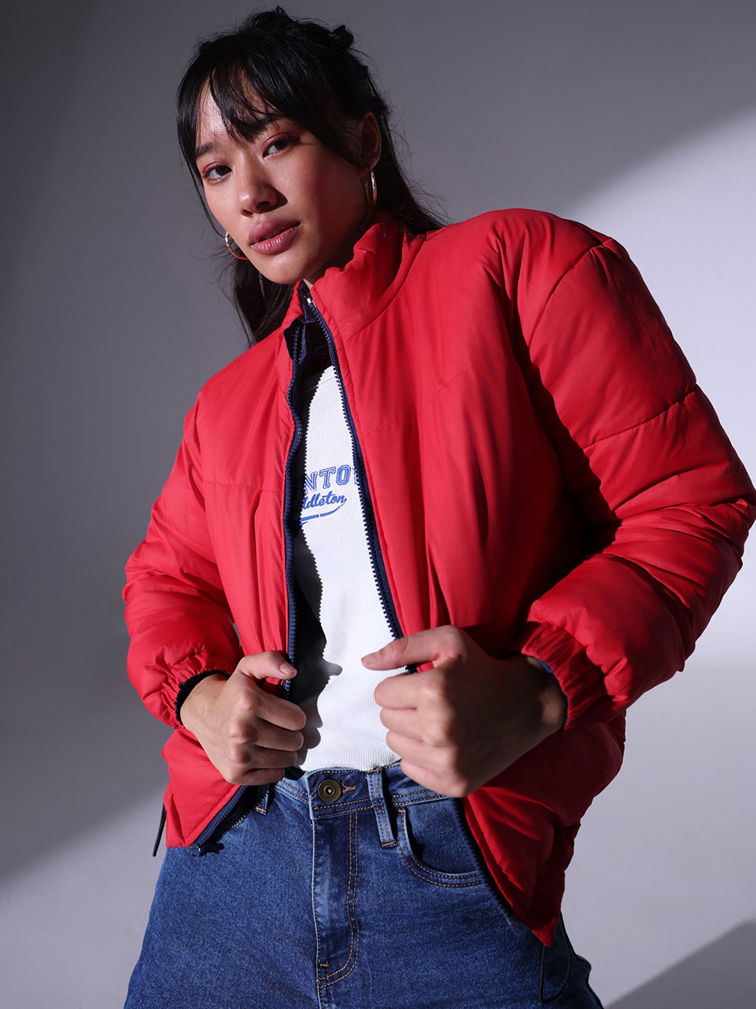 Hubberholme Navy & Red Relaxed Fit Reversible Puffer Jacket