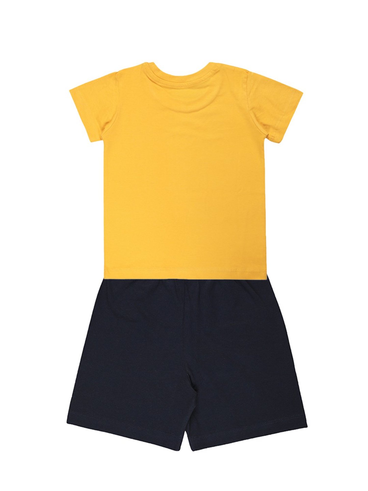 Bodycare Kids Mustard & Navy Printed T-Shirt with Shorts