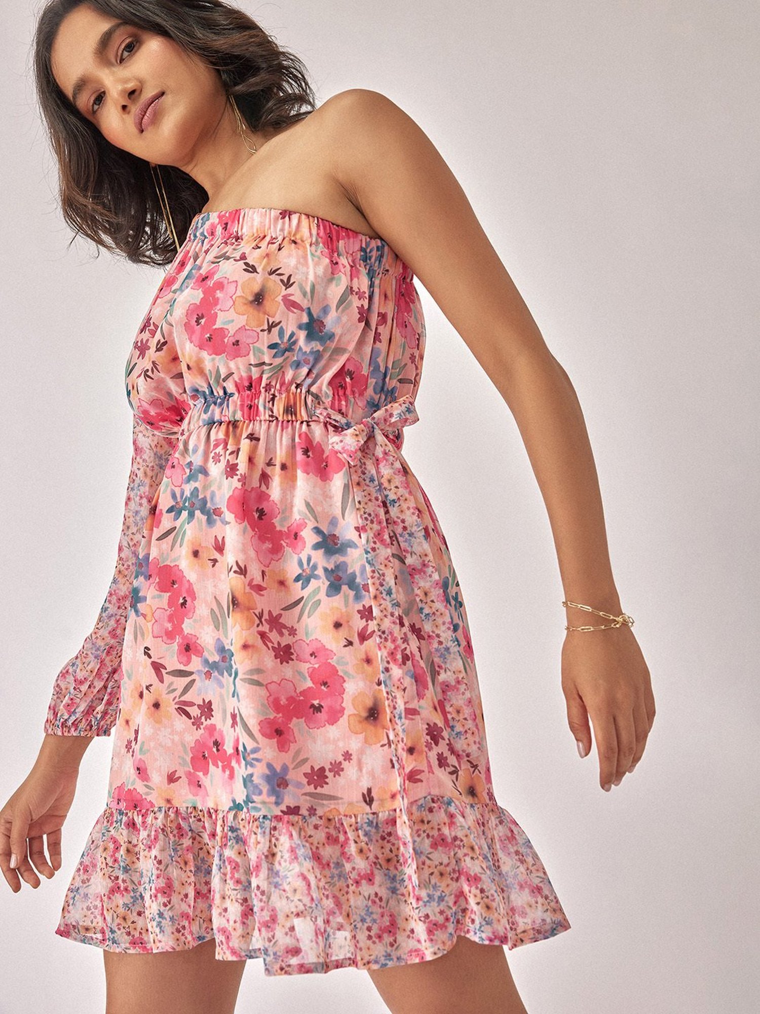 The Label Life Multicolor Floral A Line Dress